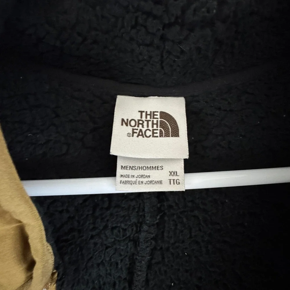 The North Face Black Fleece Sherpa Vest Mens XXL Tan‎ Trim Full Zip Pockets